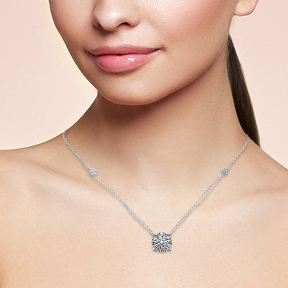 Muse Jewelry .46ct G SI 14K White Gold Diamond Filligree Style Solitaire Pendant Necklace 20"