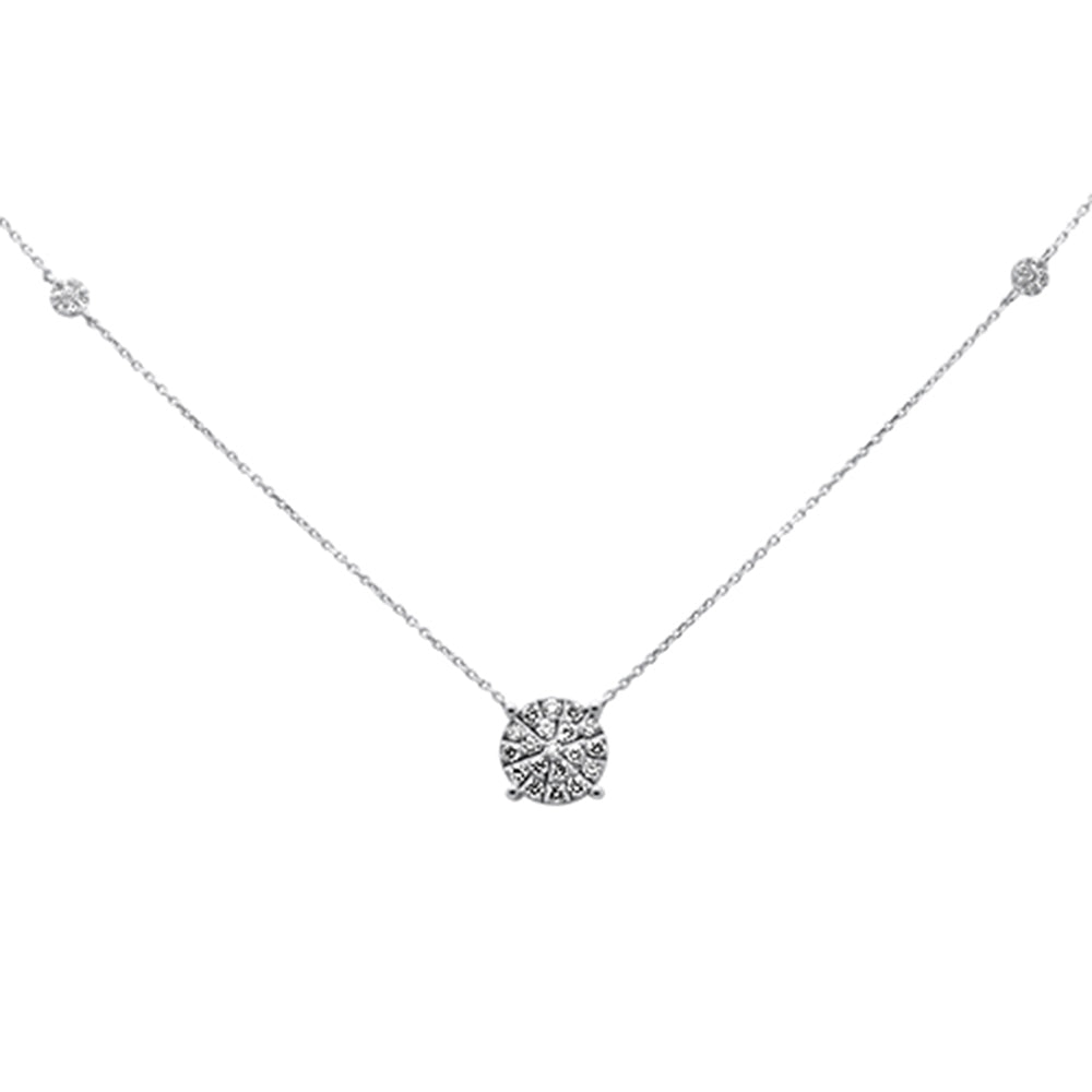 Muse Jewelry .46ct G SI 14K White Gold Diamond Filligree Style Solitaire Pendant Necklace 20"