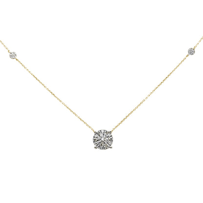 Muse Jewelry .46ct G SI 14K Yellow Gold Diamond Filligree Style Solitaire Pendant Necklace 20"