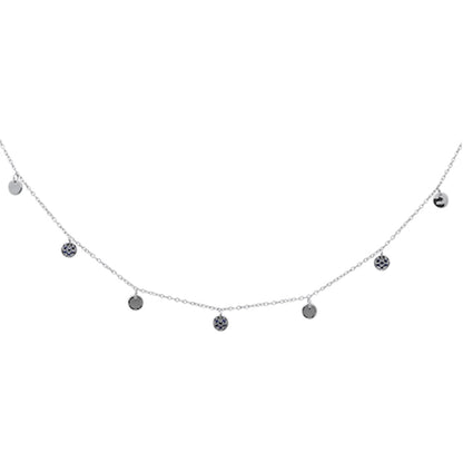 Muse Jewelry .28ct G SI 14K White Gold Blue Sapphire Gemstone Dangling Pendant Necklace 18"