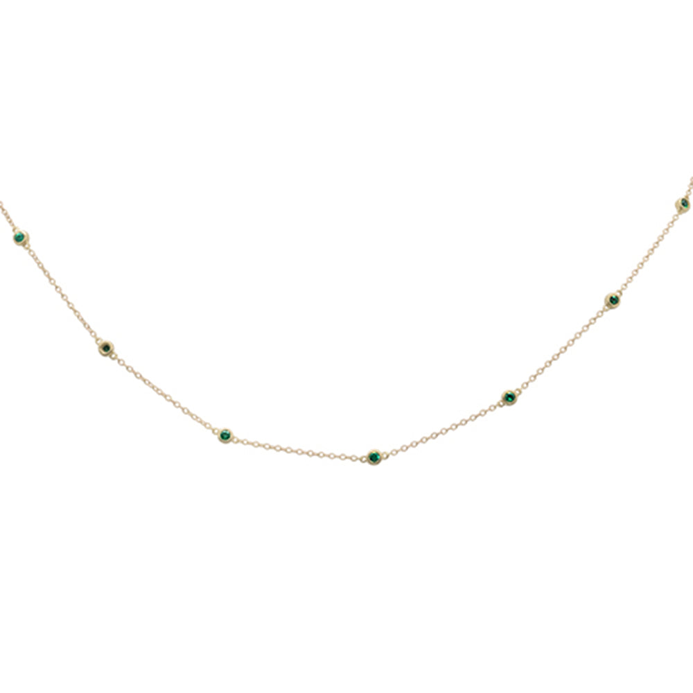 Muse Jewelry .44cts G SI 14K Yellow Gold Emerald Gemstone By the Yard Chain Pendant Necklace 16+2"