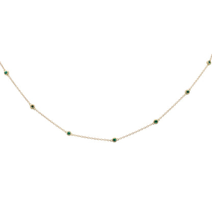 Muse Jewelry .44cts G SI 14K Yellow Gold Emerald Gemstone By the Yard Chain Pendant Necklace 16+2"