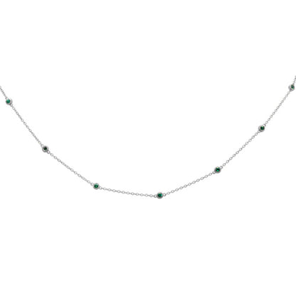 Muse Jewelry .43cts G SI 14K White Gold Emerald Gemstone By the Yard Chain Pendant Necklace 18"