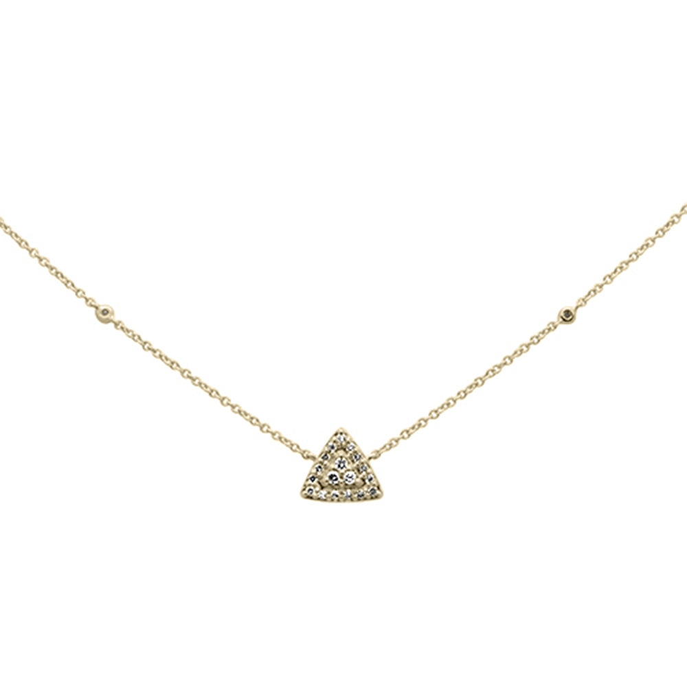 Muse Jewelry .13ct G SI 14K Yellow Gold Diamond Triangle Shaped Pendant Necklace 18"