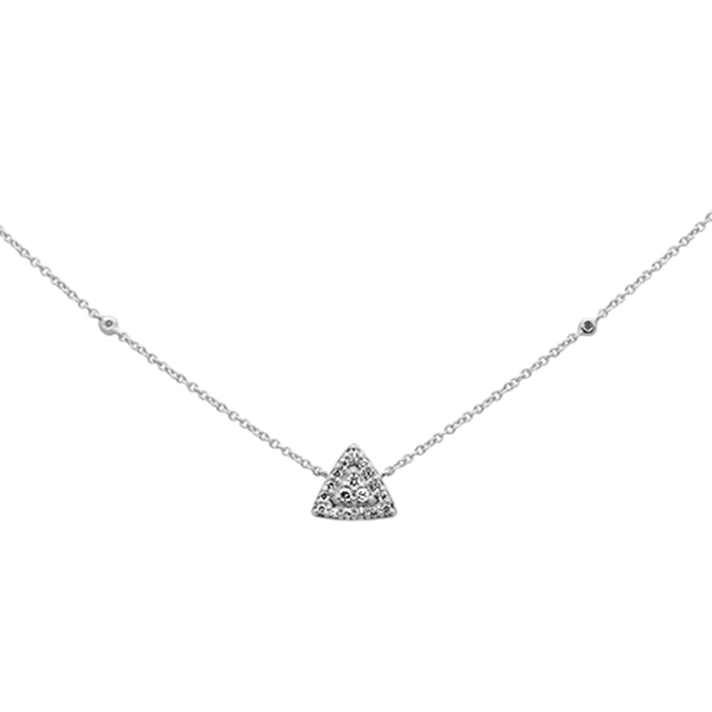 Muse Jewelry .13ct G SI 14K White Gold Diamond Triangle Shaped Pendant Necklace 18'