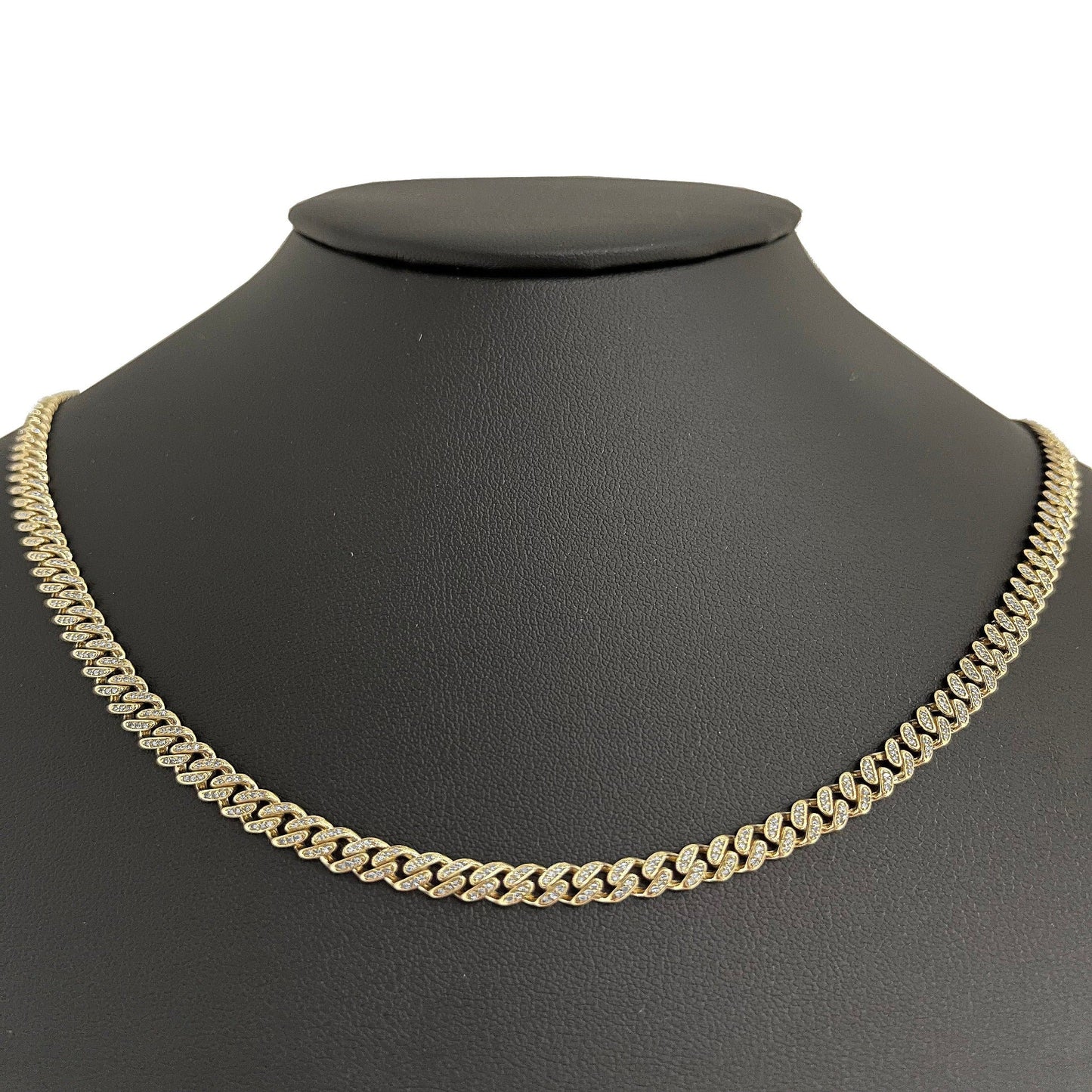 Muse Jewelry 5mm 2.01ct G SI 14k Yellow Gold Diamond Round Cuban Necklace 22"