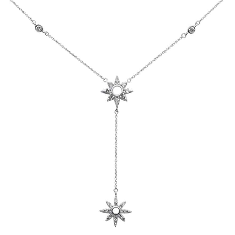 Muse Jewelry .41ct G SI 14K White Gold Diamond Starburst Lariat Pendant Necklace 16+2" Ext