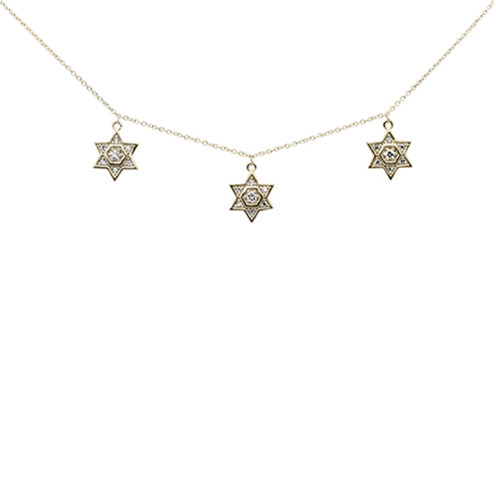 Muse Jewelry .21ct G SI 14K Yellow Gold Diamond Star of David Pendant Necklace 16+2" Ext