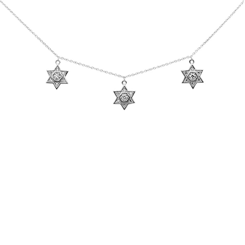 Muse Jewelry .20ct G SI 14K White Gold Diamond Star of David Pendant Necklace 16+2" Ext