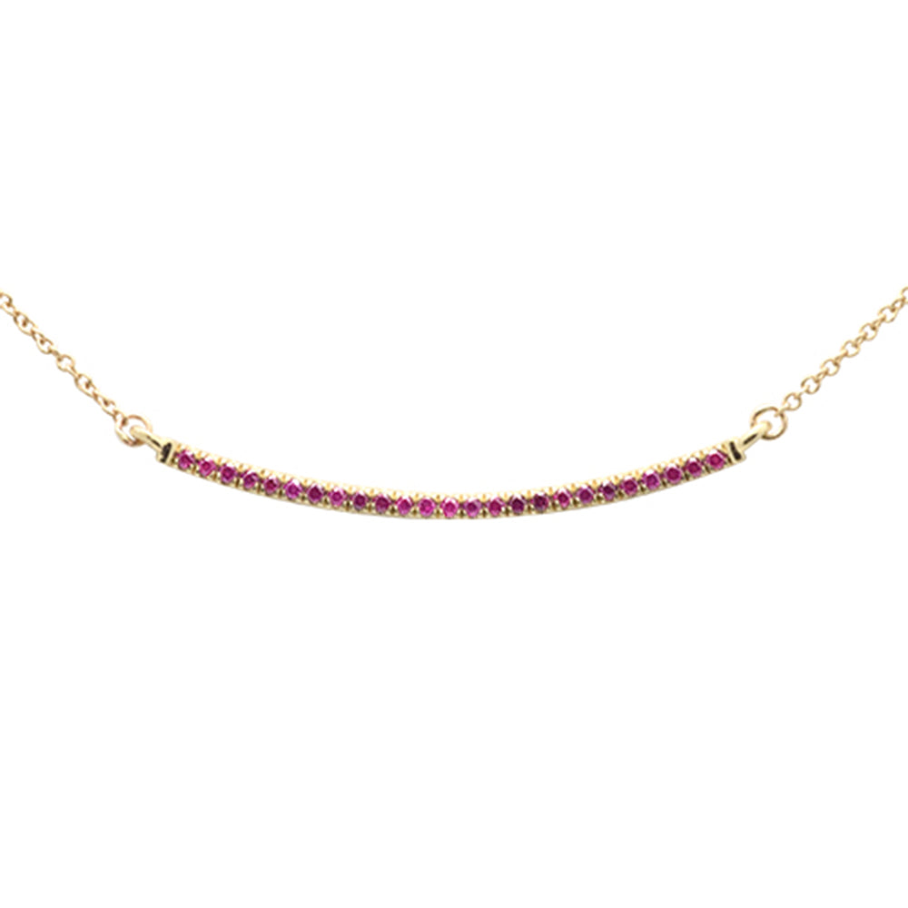 Muse Jewelry .18ct G SI 14K Yellow Gold Natural Ruby Gemstone Bar Pendant Necklace 18" Long