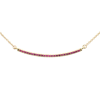 Muse Jewelry .18ct G SI 14K Yellow Gold Natural Ruby Gemstone Bar Pendant Necklace 18" Long