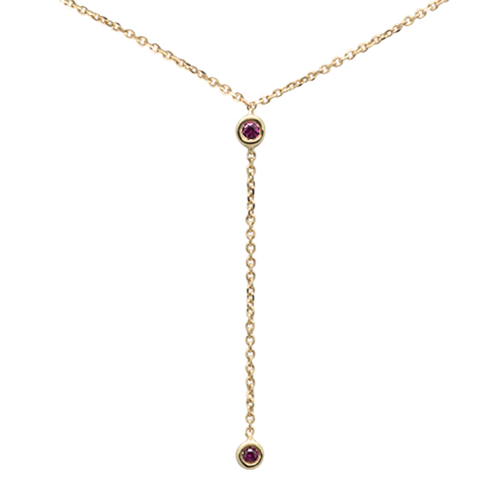 Muse Jewelry .08cts G SI 14K Yellow Gold Ruby Gemstone Drop Necklace Pendant 16+2" Ext.