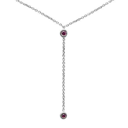 Muse Jewelry .07cts G SI 14K White Gold Ruby Gemstone Drop Necklace Pendant 16+2" Ext.