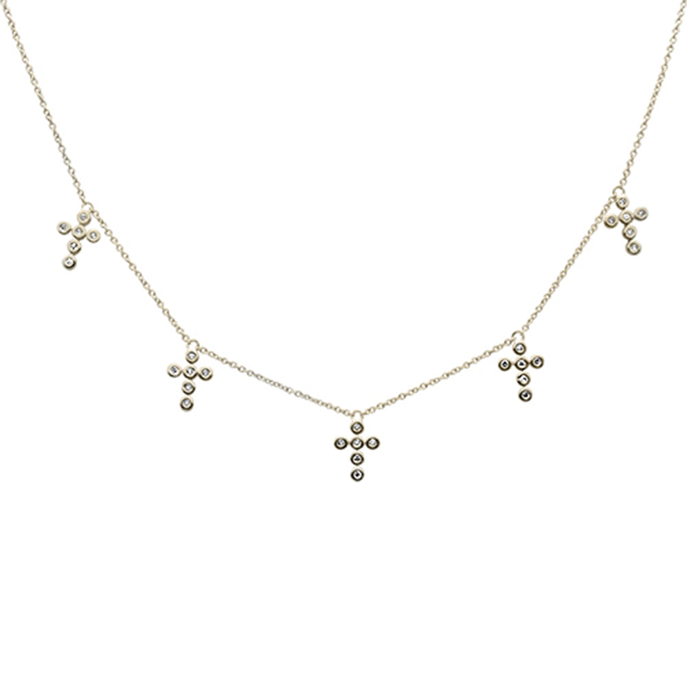 Muse Jewelry .13ct G SI 14K Yellow Gold Diamond Cross Drop Pendant Necklace 18" Long