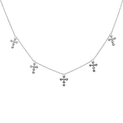 Muse Jewelry .13ct G SI 14K White Gold Diamond Cross Drop Pendant Necklace 18" Long