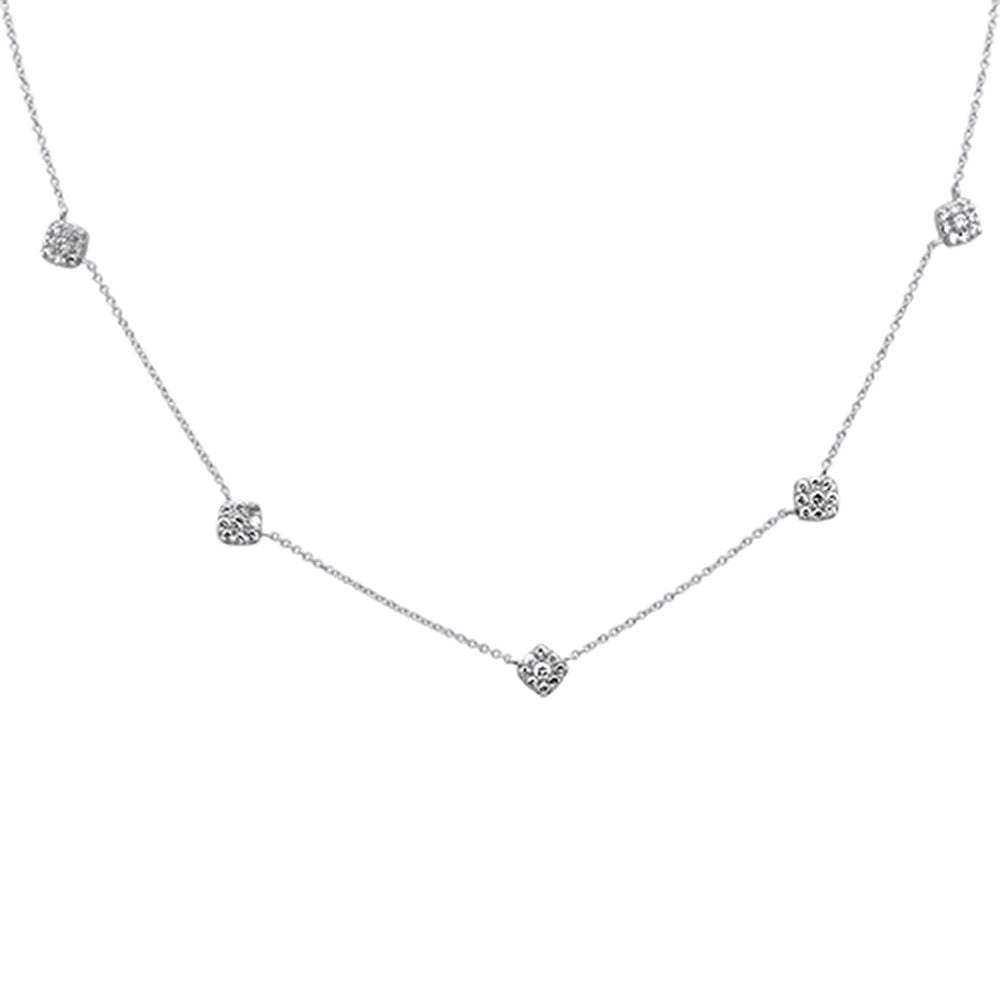 Muse Jewelry .51ct G SI 14K White Gold Diamond Square Shaped Pendant Necklace 16+2" Ext