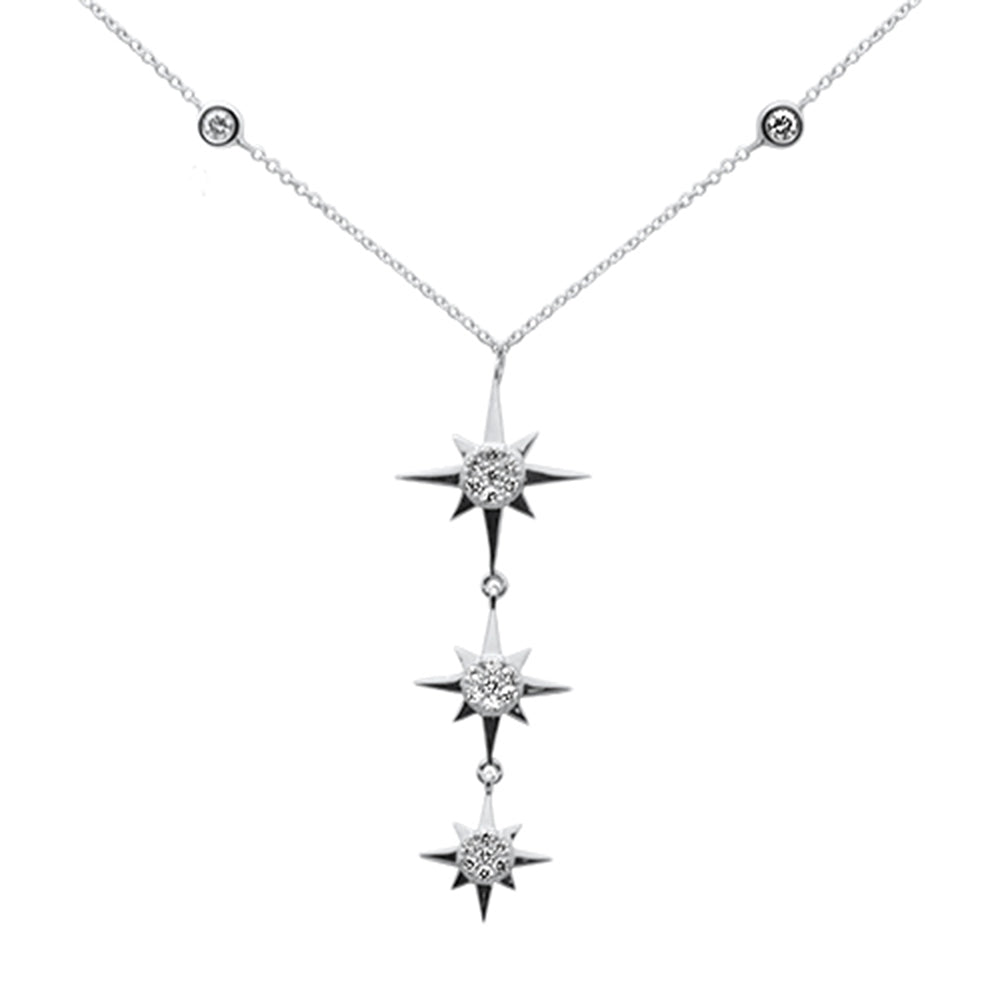 Muse Jewelry .34ct G SI 14K White Gold Diamond Starburst Pendant Necklace 16+2" Ext