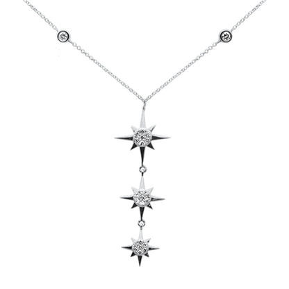 Muse Jewelry .34ct G SI 14K White Gold Diamond Starburst Pendant Necklace 16+2" Ext