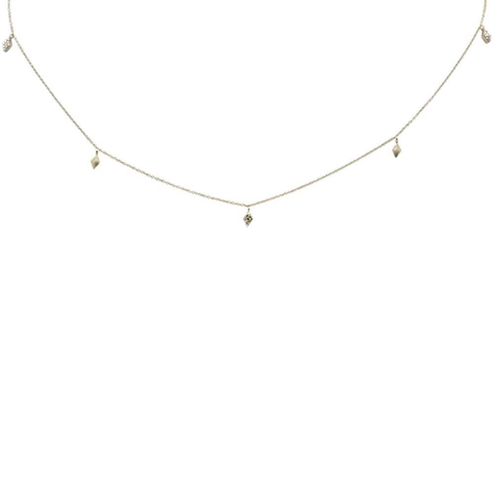 Muse Jewelry .07ct G SI 14K Yellow Gold Diamond Marquee Shaped Pendant Necklace 14" Long