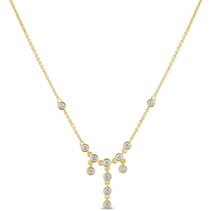 Muse Jewelry .52ct G SI 14K Yellow Gold Round Diamond Drop Dangle Pendant Necklace 16+2"