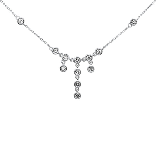 Muse Jewelry .47ct G SI 14K White Gold Round Diamond Drop Dangle Pendant Necklace 16+2"