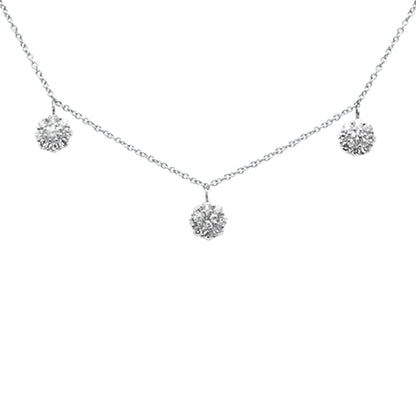 Muse Jewelry .50ct G SI 14K White Gold Diamond Flower Style Pendant Necklace16+2" Ext