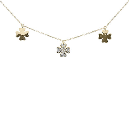 Muse Jewelry .20ct G SI 14K Yellow Gold Diamond Clover Style Pendant Necklace 16" + 2" Ext