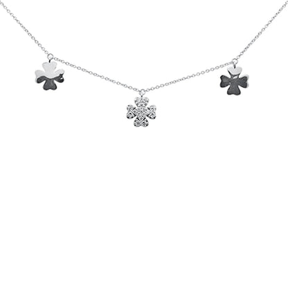 Muse Jewelry .21ct G SI 14K White Gold Diamond Clover Style Pendant Necklace 16+2" Ext