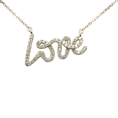 Muse Jewelry .24ct G SI 14K Yellow Gold Diamond "Love" Script Pendant Necklace 18" Long