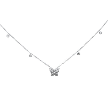 Muse Jewelry .21ct G SI 14K White Gold Diamond Butterfly Pendant Necklace 16+2" Ext