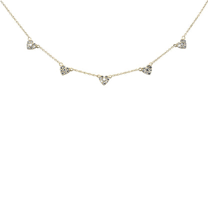 Muse Jewelry .37ct G SI 14K Yellow Gold Diamond Heart Shaped Diamond by the Yard Pendant Necklace 16+2" Ext