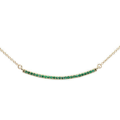 Muse Jewelry .15cts G SI 14K Yellow Gold Natural Emerald Gemstone Bar Pendant 18" Long