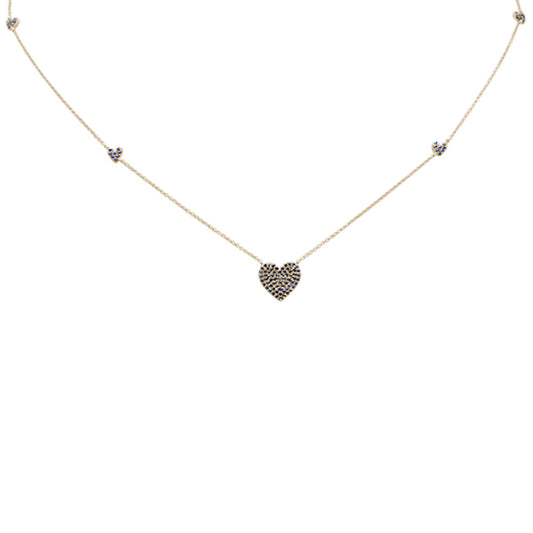 Muse Jewelry .68ct G SI 14K Yellow Gold Blue Sapphire Gemstone Heart Pendant Necklace 18"