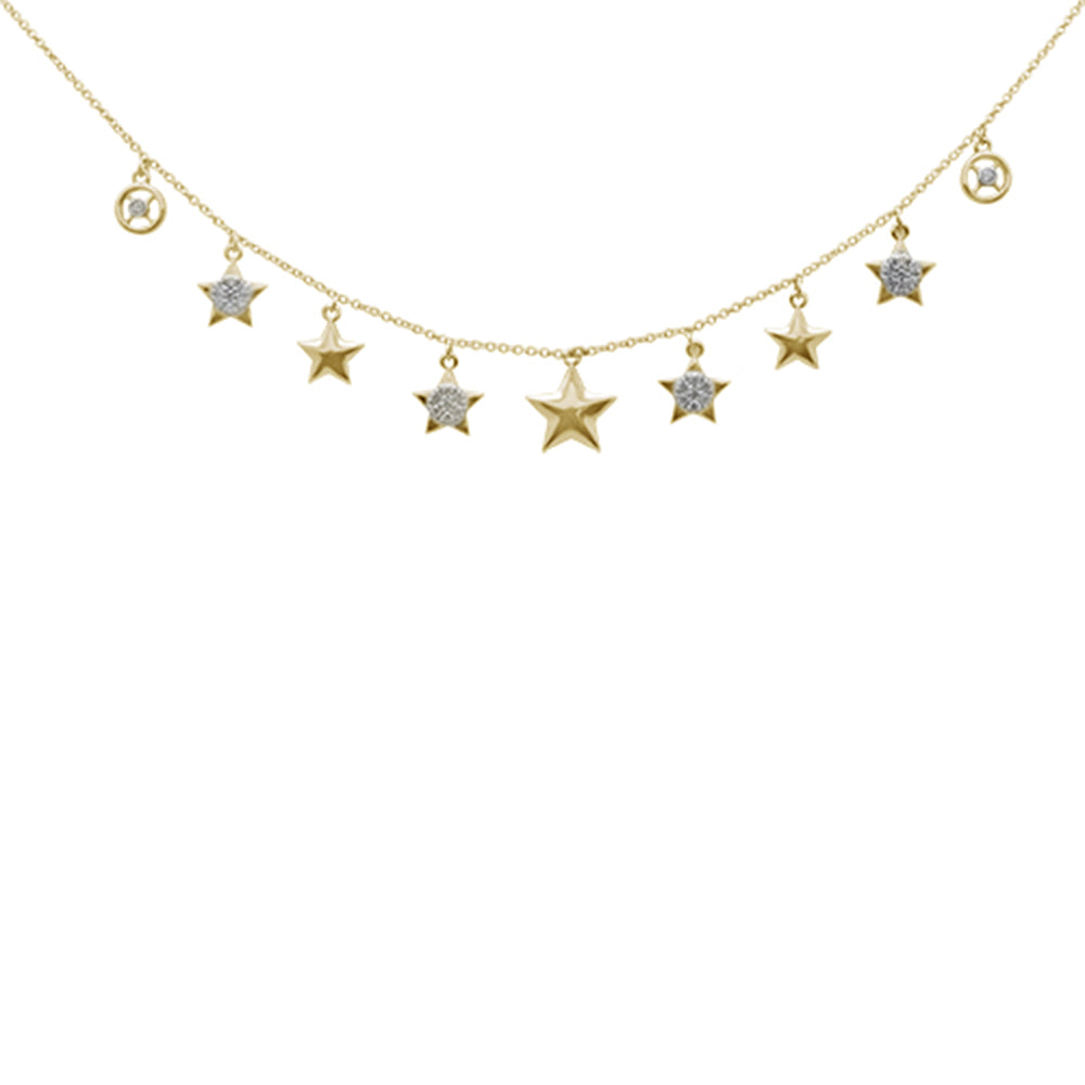 Muse Jewelry .28ct G SI 14K Yellow Gold Diamond Stars Pendant Necklace 16+2" Ext.