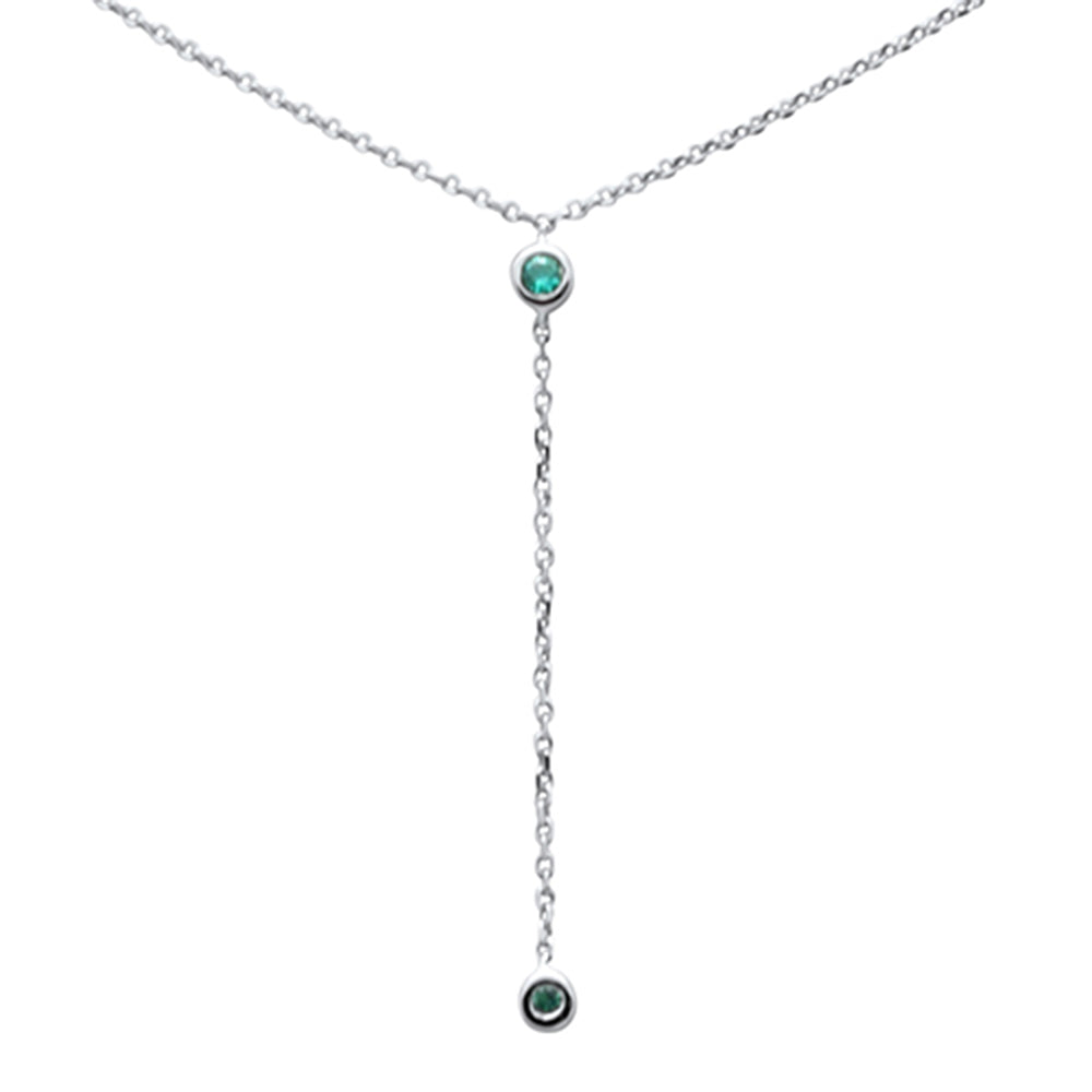 Muse Jewelry .05ct G SI 14K White Gold Emerald Gemstone Pendant Necklace 16" +2" EXT