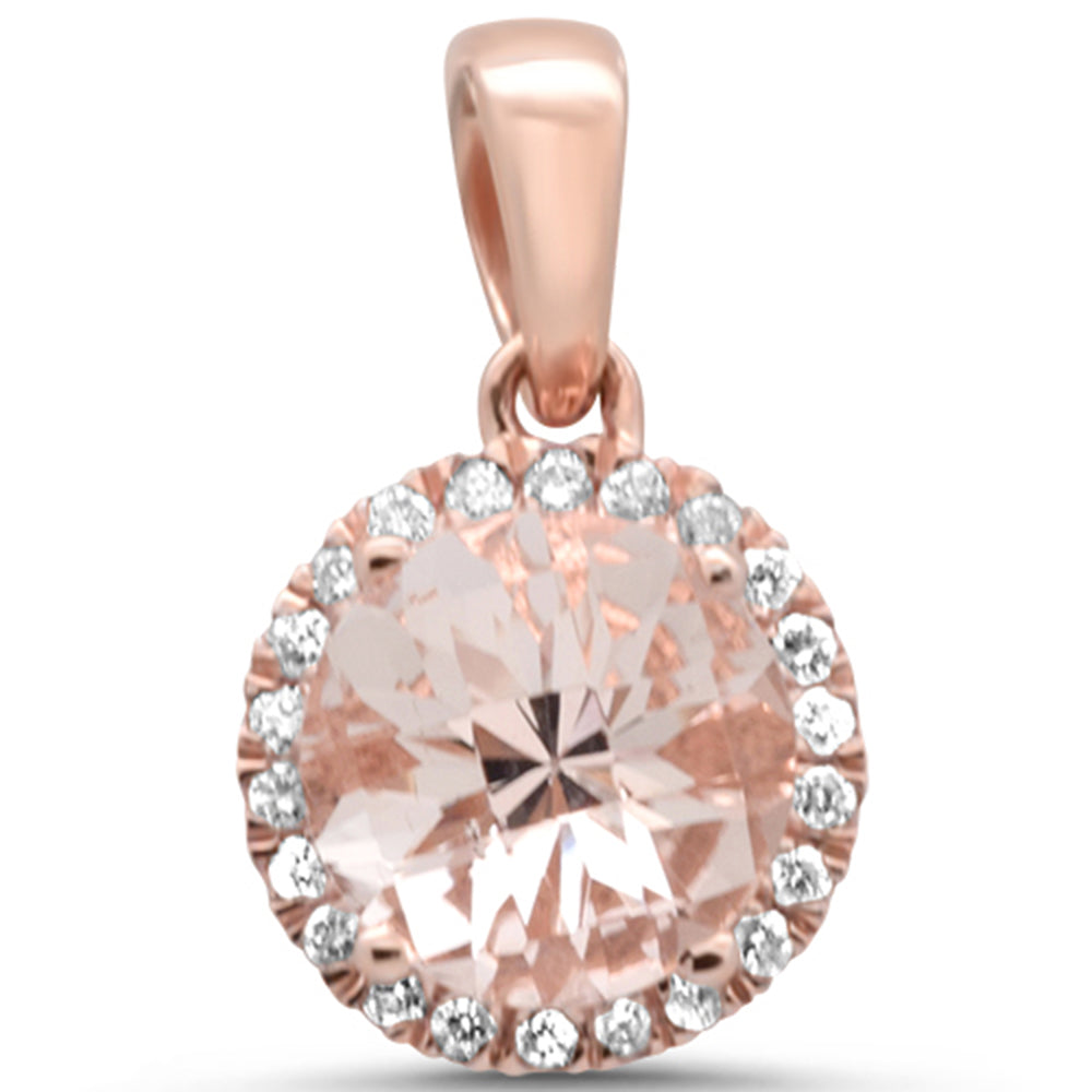 Muse Jewelry GEMSTONE 1.55ct G SI 14K Rose Gold Diamond & Round Morganite Gemstone Pendant