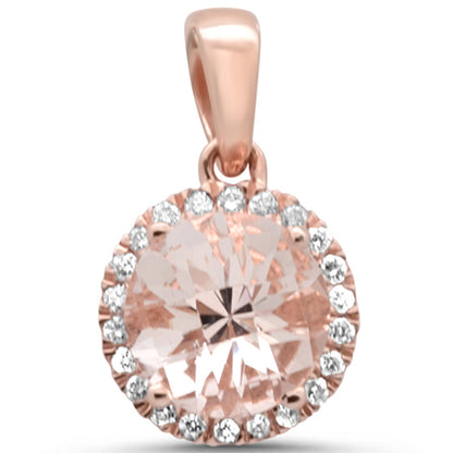 Muse Jewelry GEMSTONE 1.55ct G SI 14K Rose Gold Diamond & Round Morganite Gemstone Pendant