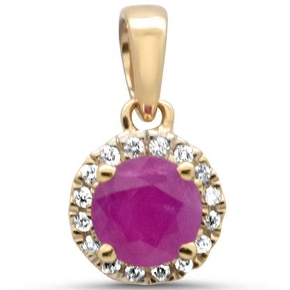 Muse Jewelry GEMSTONE .69ct G SI 14K Yellow Gold Diamond & Round Ruby Gemstone Pendant