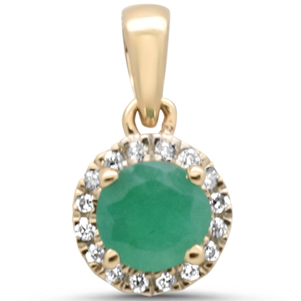 Muse Jewelry GEMSTONE .54ct G SI 14K Yellow Gold Diamond & Round Emerald Gemstone Pendant