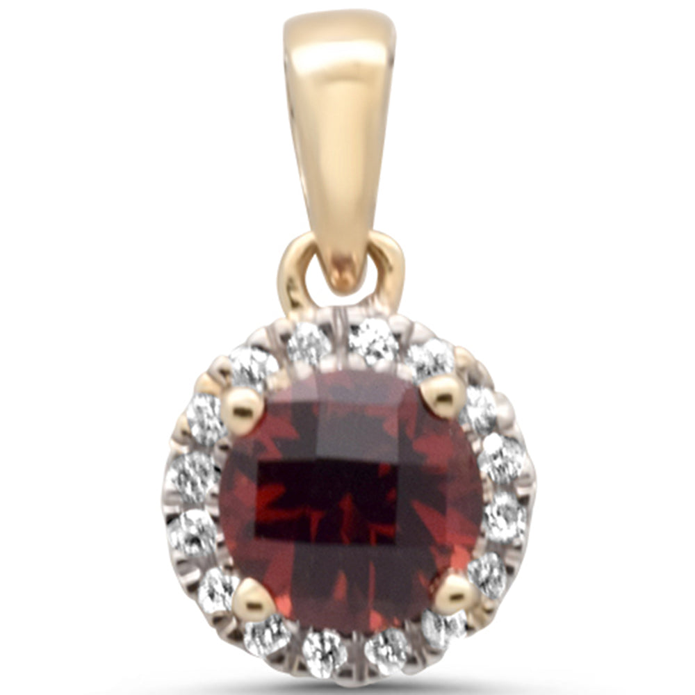 Muse Jewelry GEMSTONE .66ct G SI 14K Yellow Gold Diamond & Round Garnet Gemstone Pendant