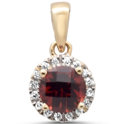 Muse Jewelry GEMSTONE .66ct G SI 14K Yellow Gold Diamond & Round Garnet Gemstone Pendant