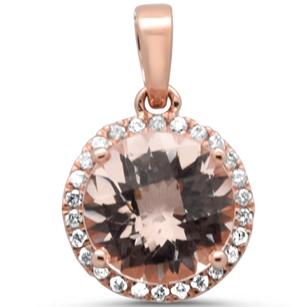 Muse Jewelry GEMSTONE 1.91ct G SI 14K Rose Gold Diamond & Round Morganite Gemstone Pendant