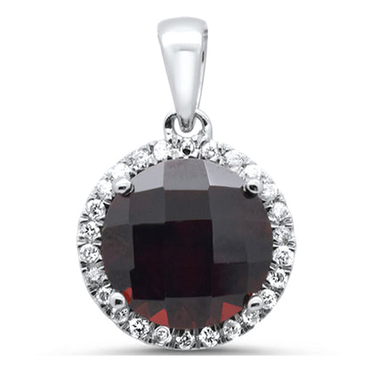Muse Jewelry GEMSTONE 3.59ct G SI 14K White Gold Diamond & Round Garnet Gemstone Pendant