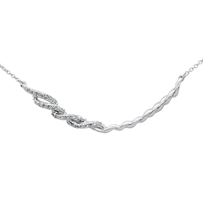 Muse Jewelry .15ct G SI 14K White Gold Diamond Curve Bar Pendant Necklace 18" Long