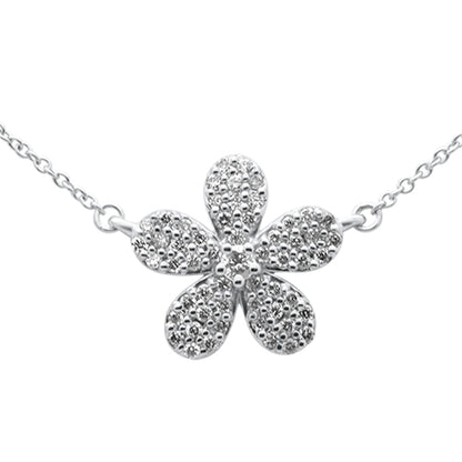 Muse Jewelry .30ct G SI 14K White Gold Diamond Flower Pendant Necklace 18" Long