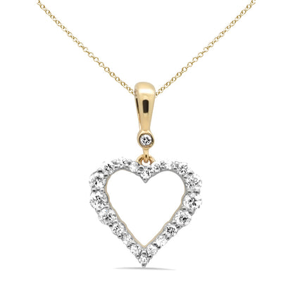 Muse Jewelry .25ct G SI 14K Yellow Gold Diamond Heart Pendant Necklace 18" Long