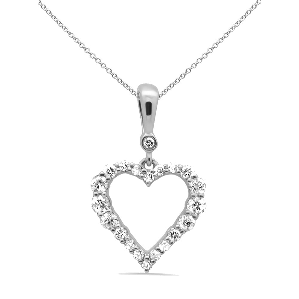 Muse Jewelry .27ct G SI 14K White Gold Diamond Heart Pendant Necklace 18" Long