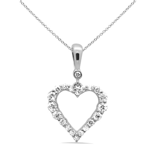 Muse Jewelry .27ct G SI 14K White Gold Diamond Heart Pendant Necklace 18" Long