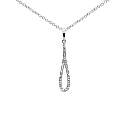 Muse Jewelry .10ct G SI 14K White Gold Diamond Tear Drop Pendant with 18" Chain