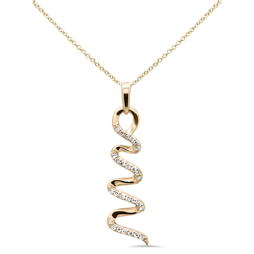 Muse Jewelry .13ct G SI 14K Yellow Gold Diamond Swirl Pendant Necklace 18" Long